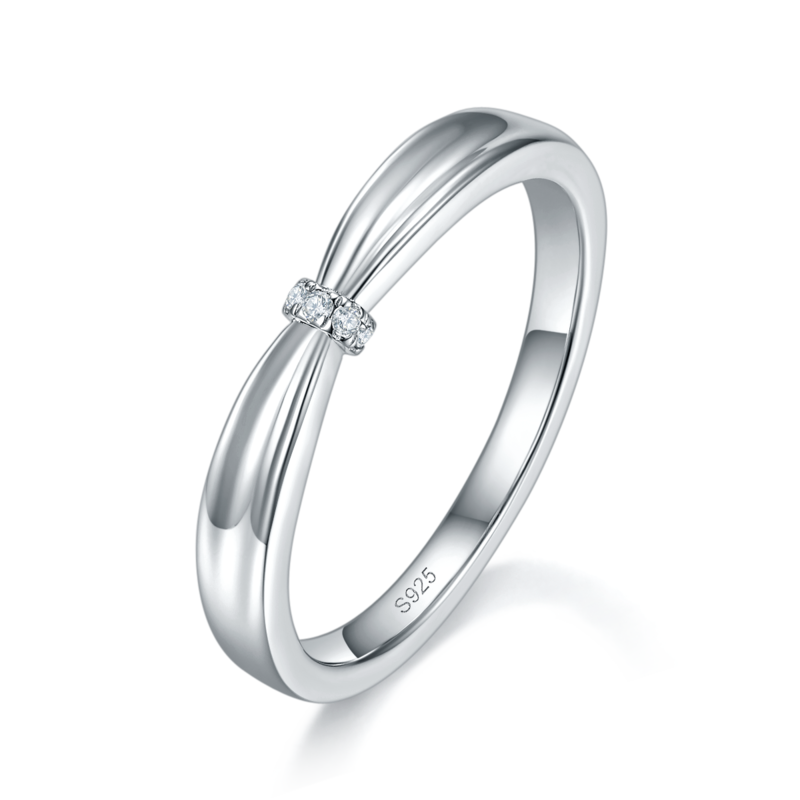 情侣Couple RingS925银镀白金定制选款副石Moissanite0.06ct