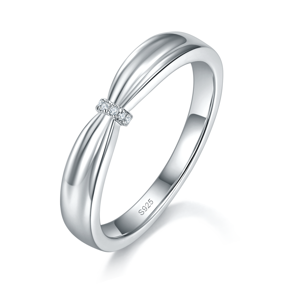 情侣对戒S925银镀白金定制选款副石莫桑钻0.06ct