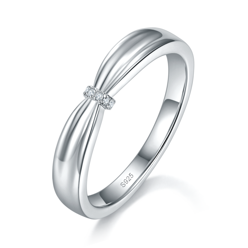 情侣Couple RingS925银镀白金定制选款副石Moissanite0.06ct