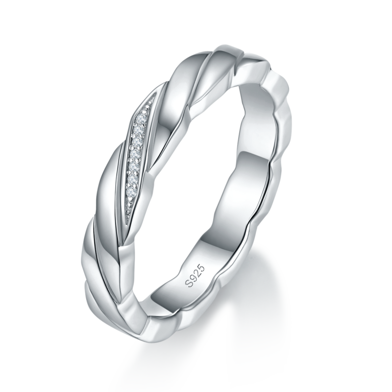 情侣Couple RingS925银镀白金定制选款副石Moissanite0.13ct