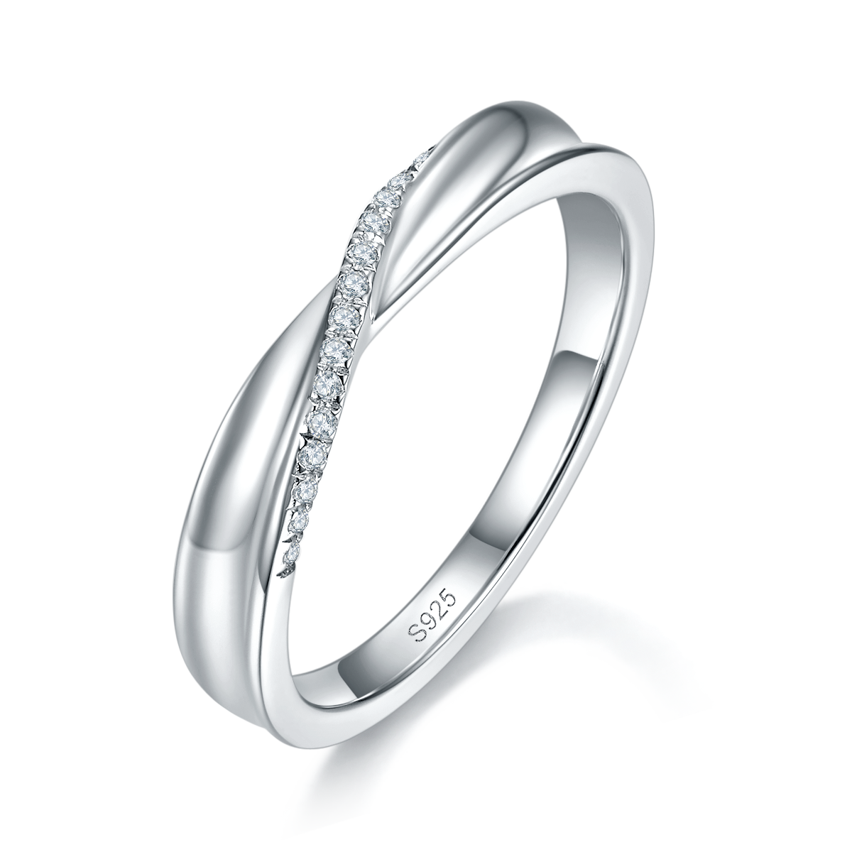 Couple Ring S925 Silver Plated Platinum Customized Selection Side Stone Moissanite 0.13ct