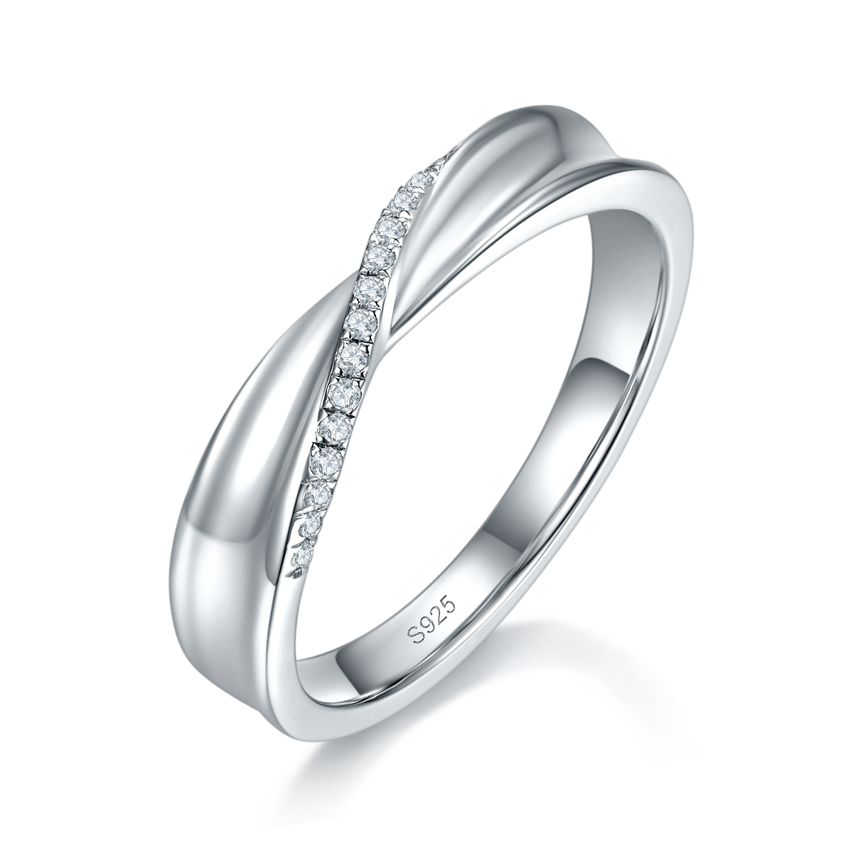 Couple Ring S925 Silver Plated Platinum Customized Selection Side Stone Moissanite 0.13ct