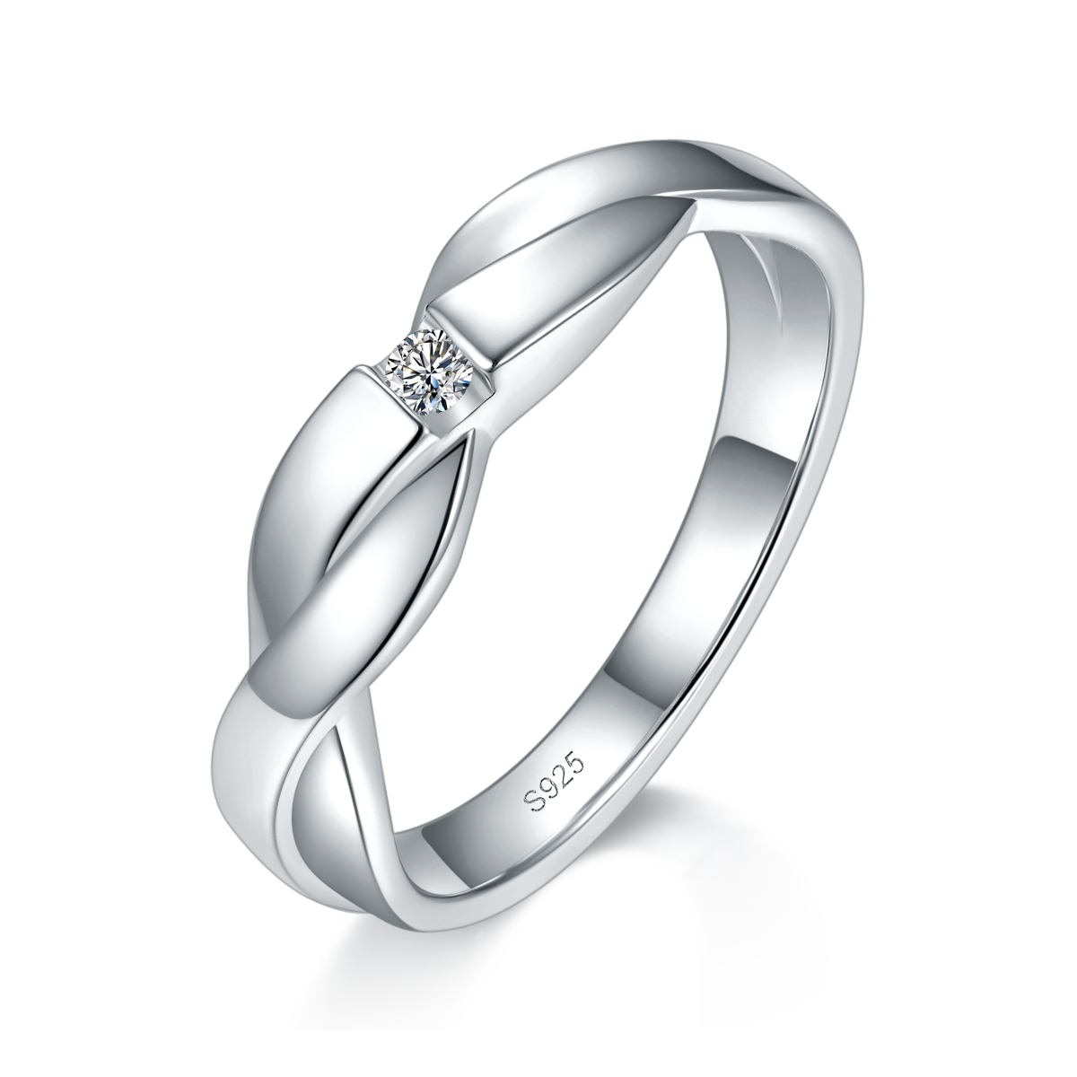 Couple Ring S925 Silver Plated Platinum Customized Selection Side Stone Moissanite 0.1ct