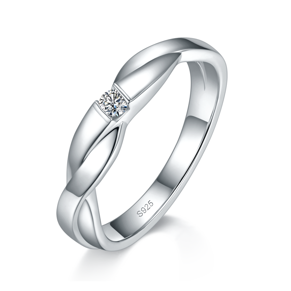 Couple Ring S925 Silver Plated Platinum Customized Selection Side Stone Moissanite 0.1ct