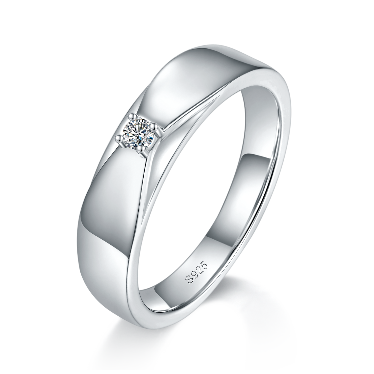 Couple Ring S925 Silver Plated Platinum Customized Selection Main Side Stone Moissanite 0.18ct