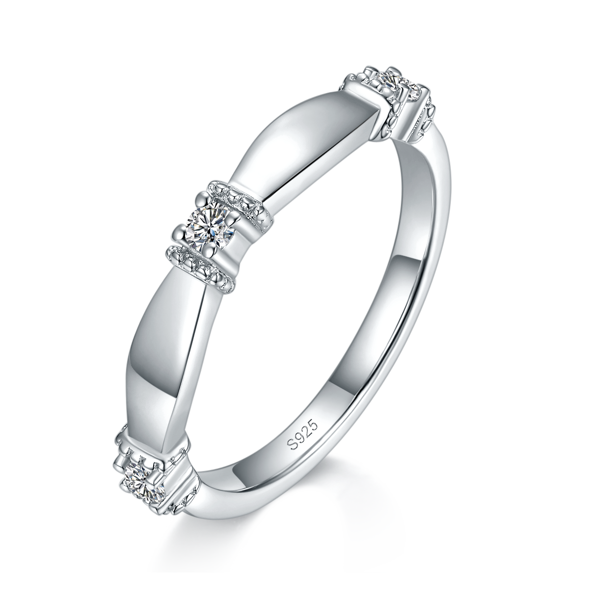 Couple Ring S925 Silver Plated Platinum Customized Selection Main Side Stone Moissanite 0.18ct
