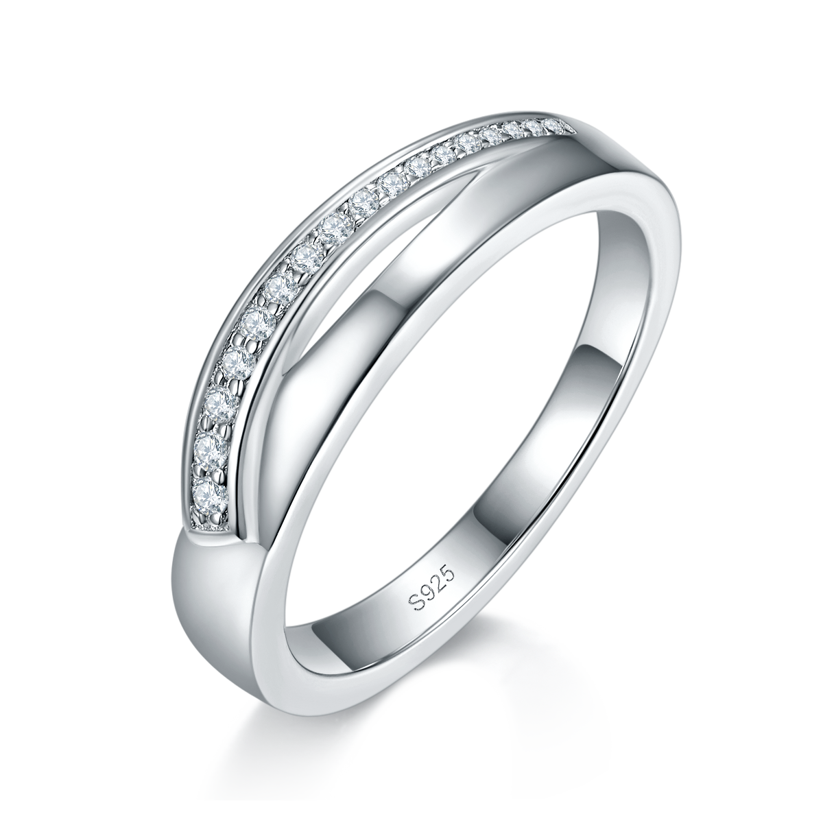 Couple Ring S925 Silver Plated Platinum Customized Selection Moissanite 0.1ct