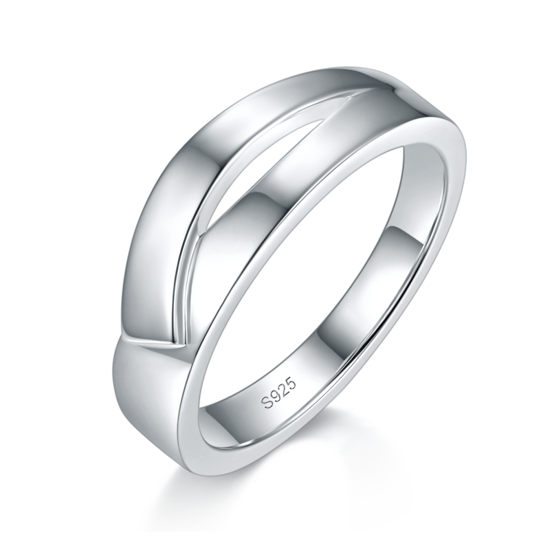 情侣Couple RingS925银镀白金定制选款Moissanite0.1ct