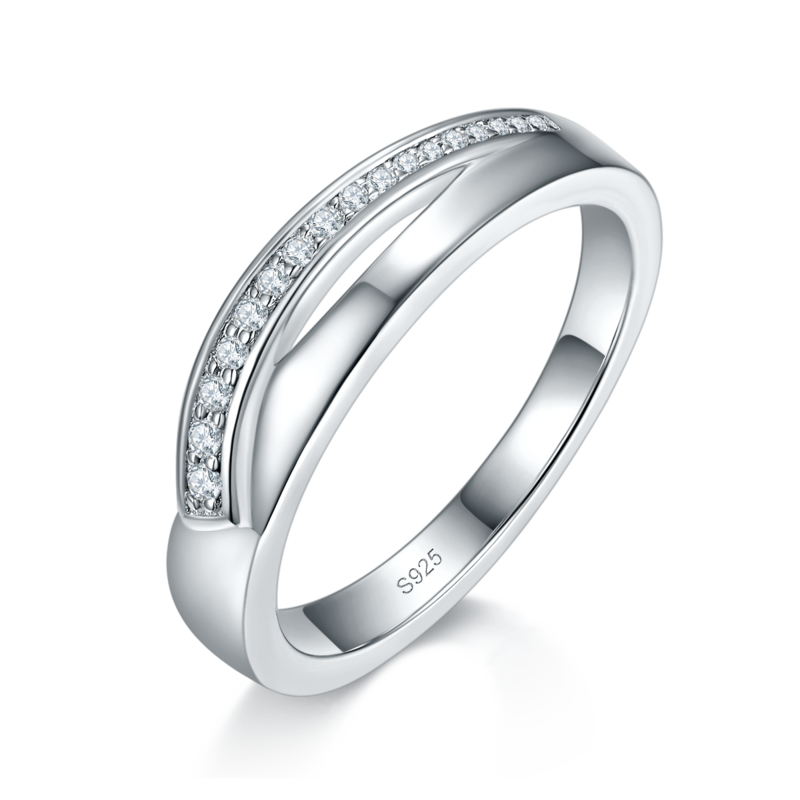 情侣Couple RingS925银镀白金定制选款Moissanite0.1ct