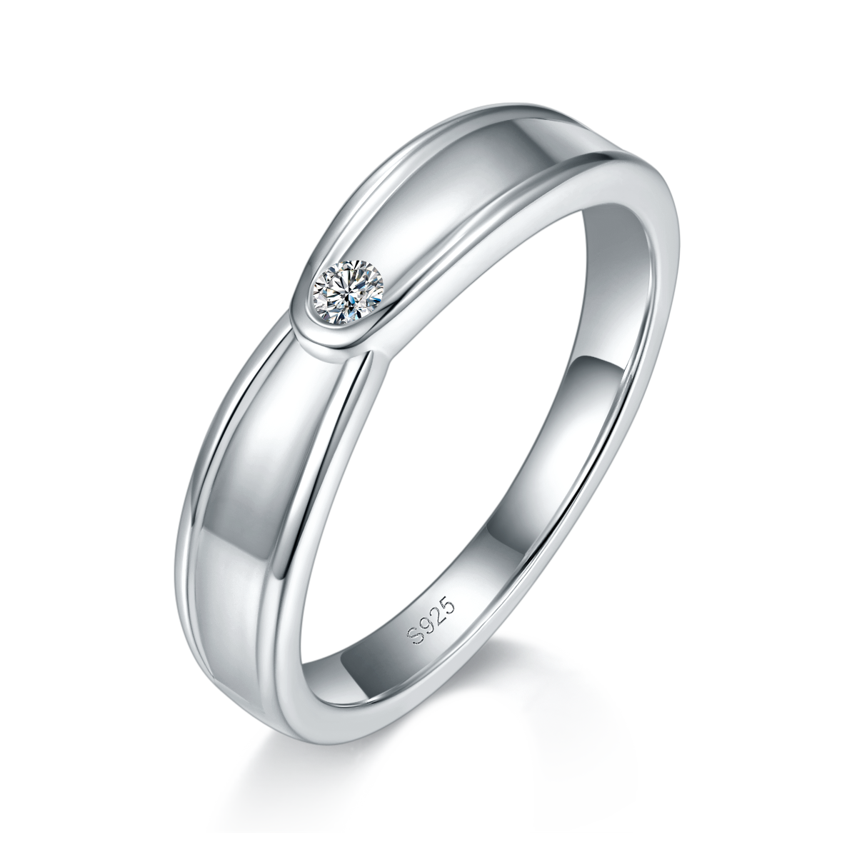 Couple Ring S925 Silver Plated Platinum Customized Selection Moissanite 0.51ct