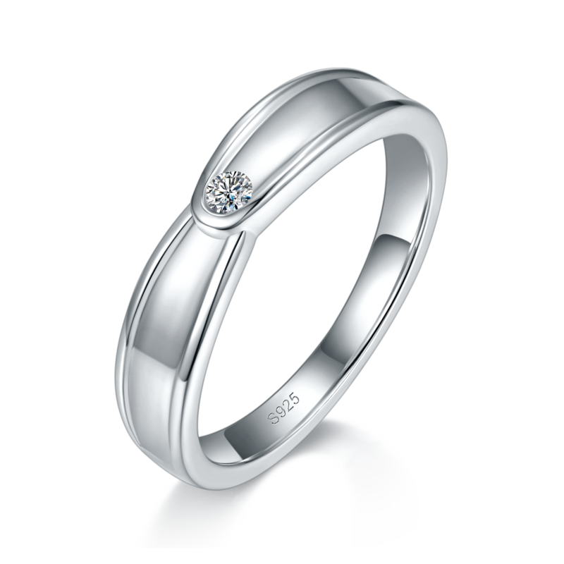 情侣Couple RingS925银镀白金定制选款Moissanite0.51ct