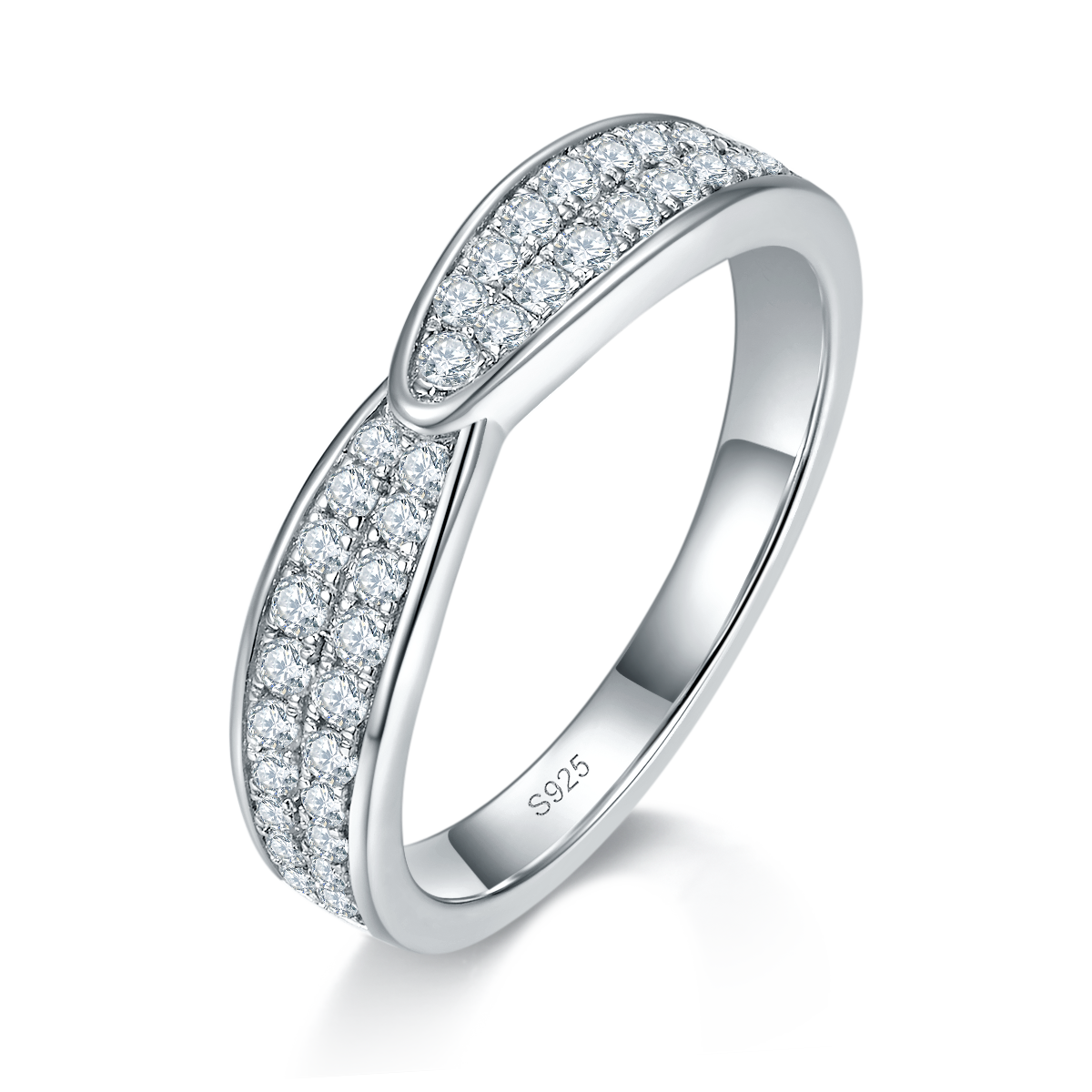 Couple Ring S925 Silver Plated Platinum Customized Selection Moissanite 0.51ct