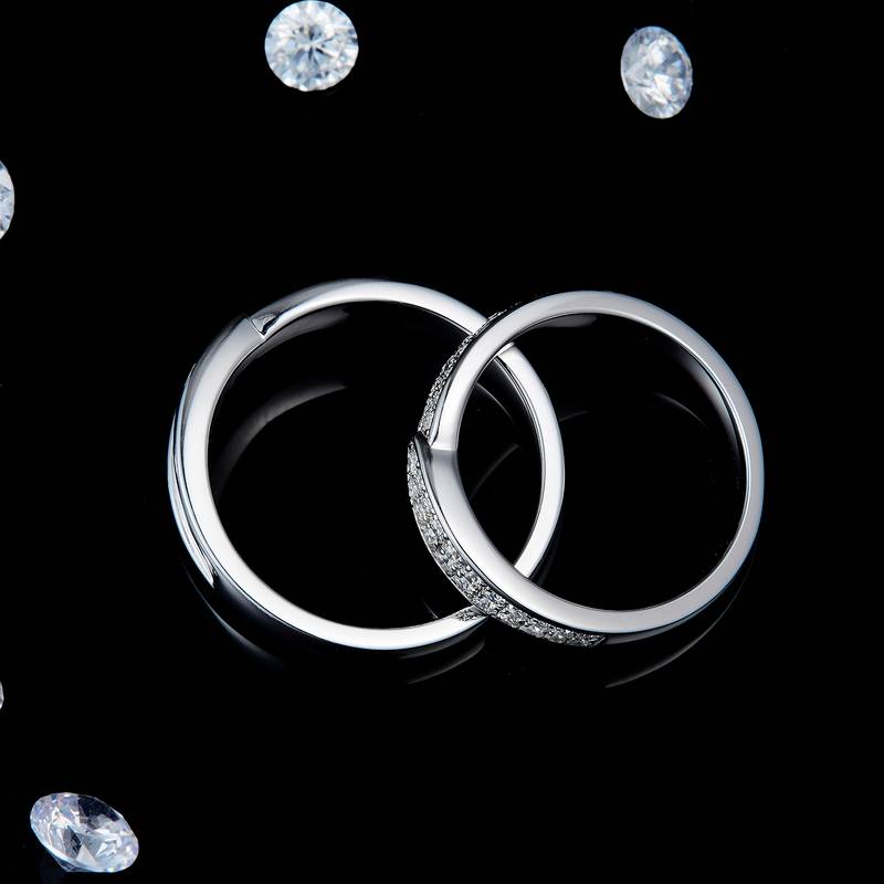 情侣Couple RingS925银镀白金定制选款Moissanite0.51ct
