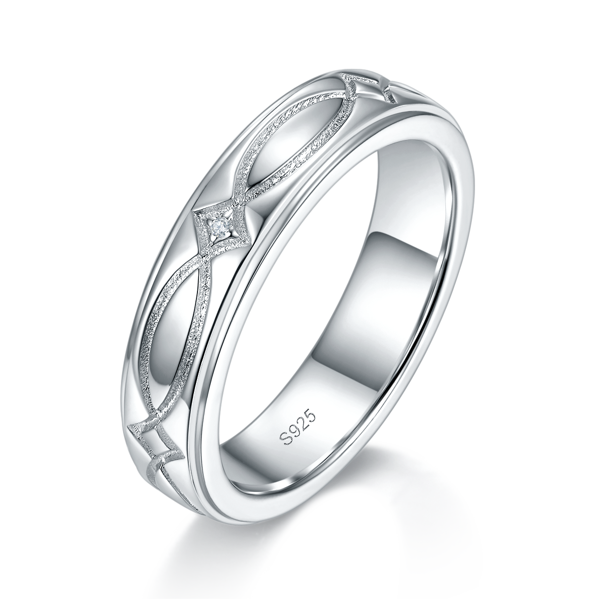 Couple Ring S925 Silver Plated Platinum Customized Selection Moissanite 0.24ct