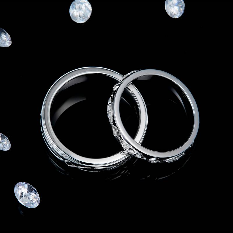 情侣对戒S925银镀白金定制选款莫桑钻0.24ct