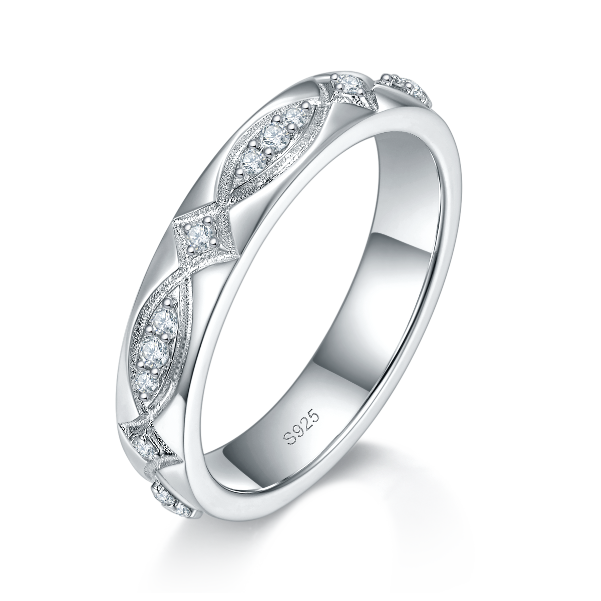 Couple Ring S925 Silver Plated Platinum Customized Selection Moissanite 0.24ct