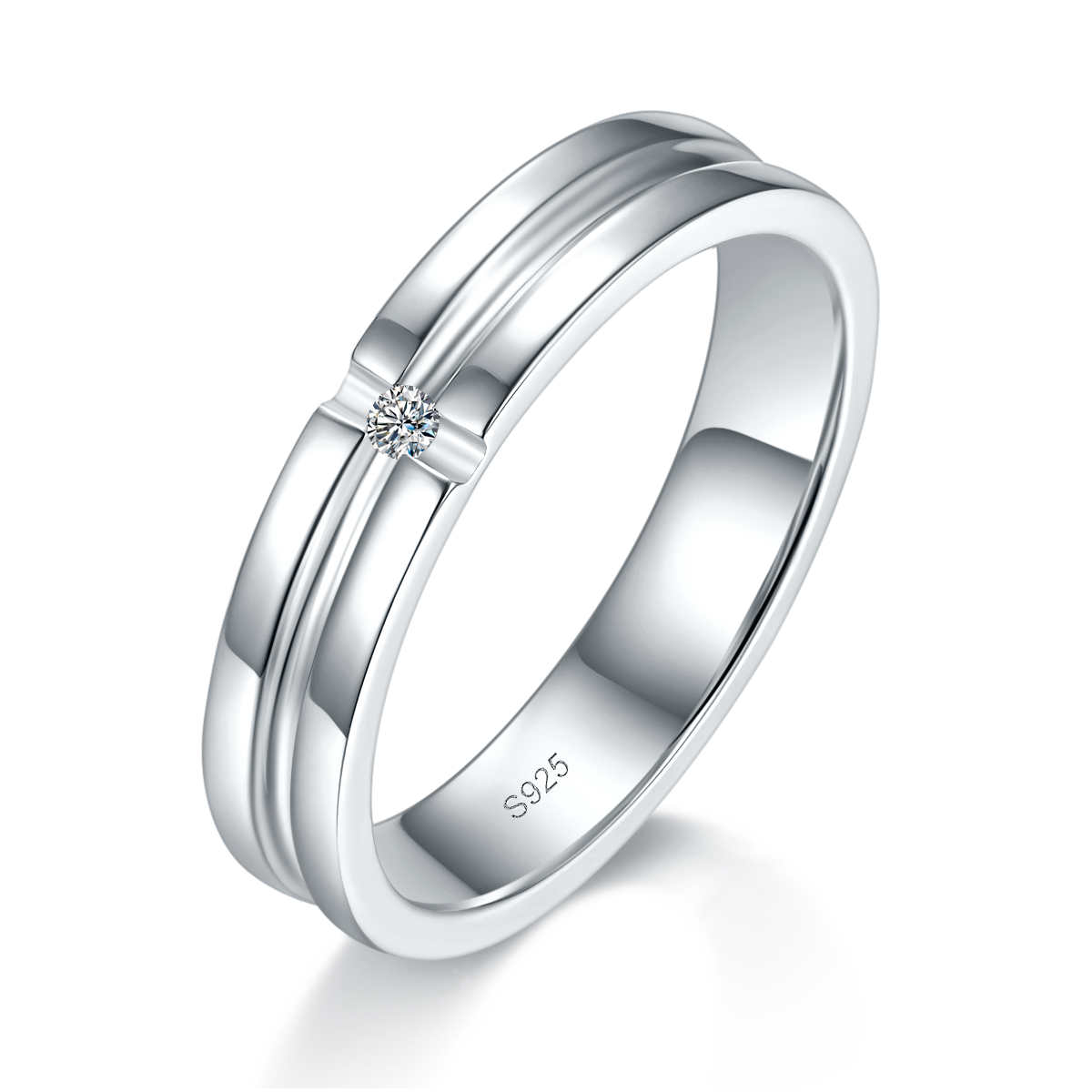 Couple Ring S925 Silver Plated Platinum Customized Selection Moissanite 0.08ct