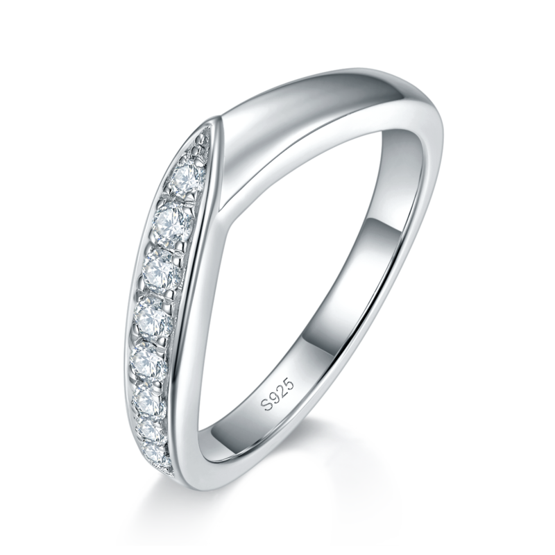 情侣Couple RingS925银镀白金定制选款Moissanite0.5ct