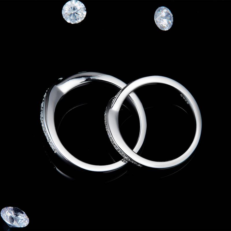 情侣Couple RingS925银镀白金定制选款Moissanite0.5ct