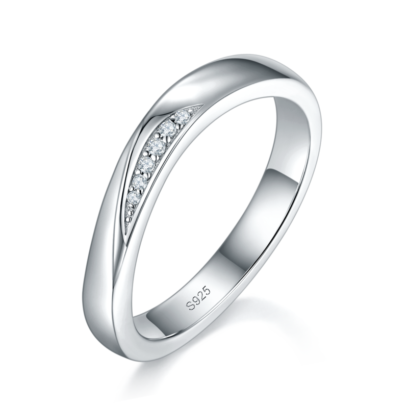 情侣对戒S925银镀白金定制选款莫桑钻0.63ct