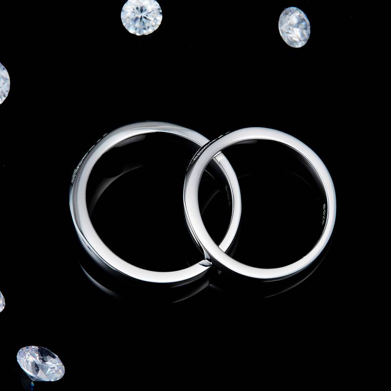 情侣对戒S925银镀白金定制选款莫桑钻0.63ct
