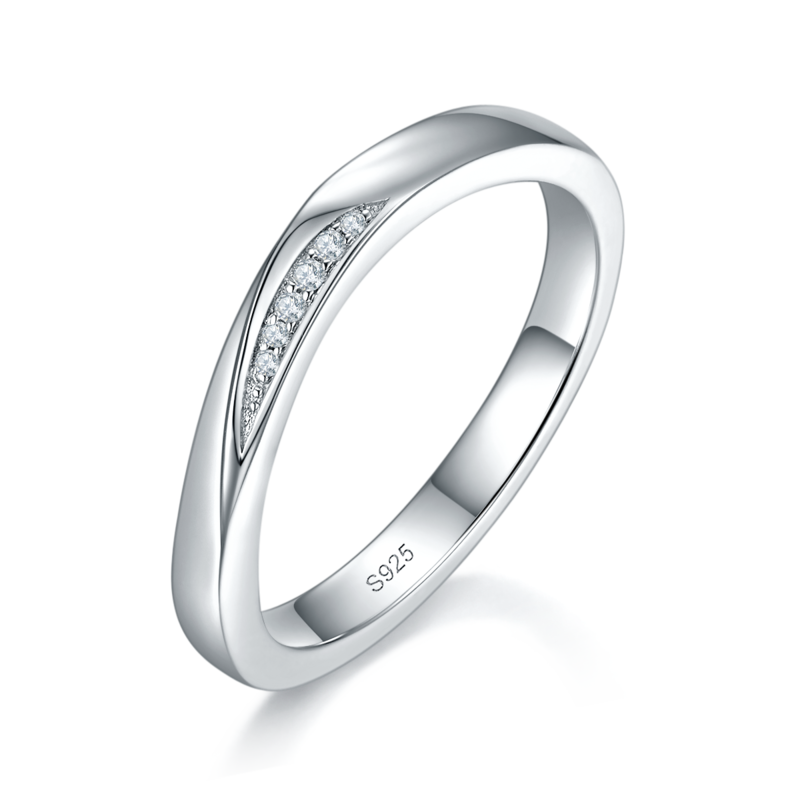 情侣对戒S925银镀白金定制选款莫桑钻0.63ct