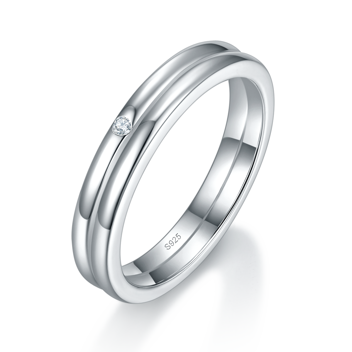 Couple Ring S925 Silver Plated Platinum Customized Selection Moissanite 0.102ct