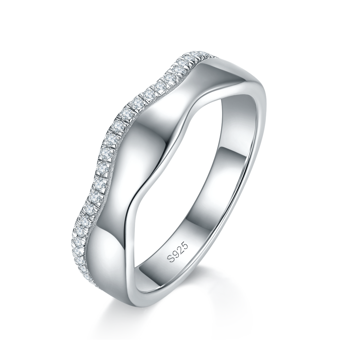 情侣对戒S925银镀白金定制选款莫桑钻0.28ct