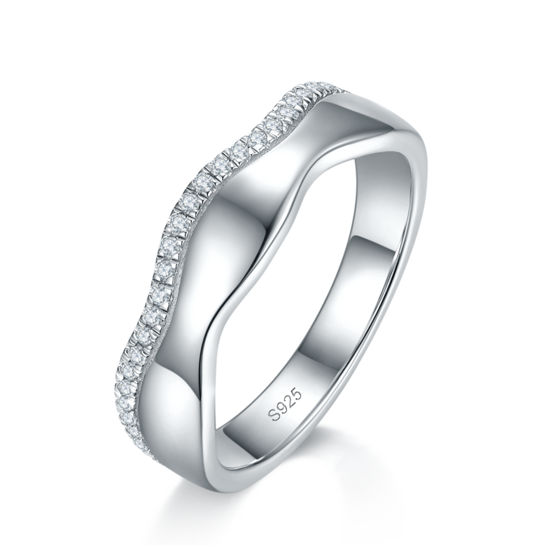 情侣Couple RingS925银镀白金定制选款Moissanite0.28ct