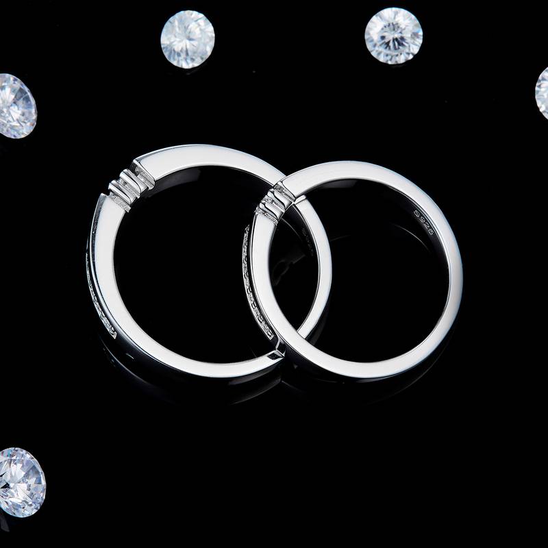 情侣对戒S925银镀白金定制选款莫桑钻0.65ct