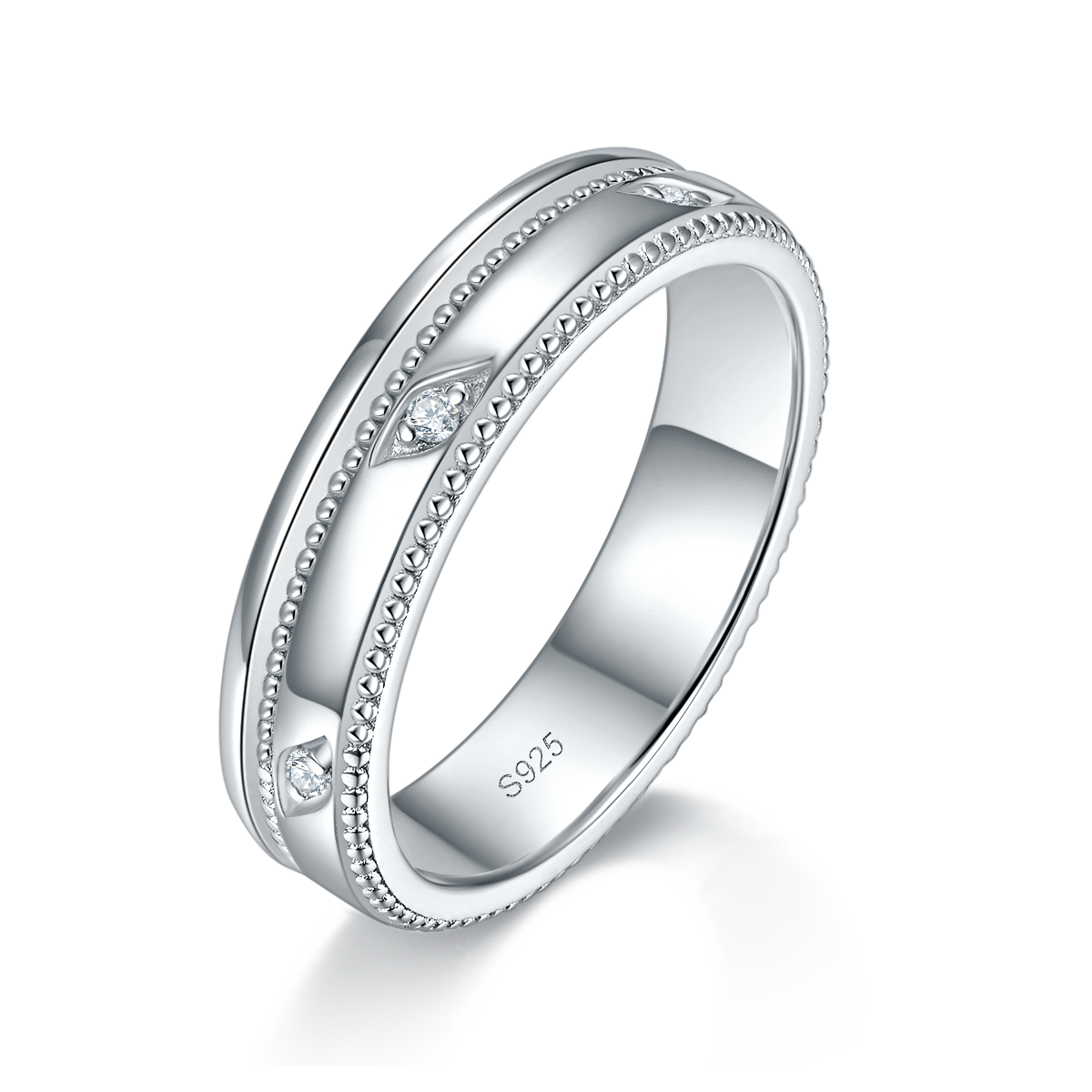 情侣对戒S925银镀白金定制选款莫桑钻0.33ct