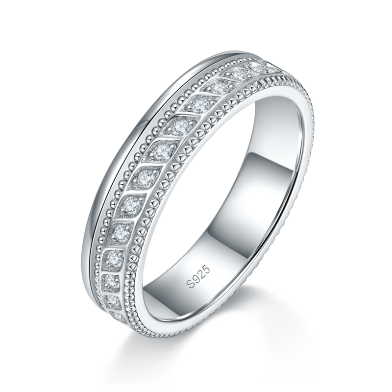 情侣Couple RingS925银镀白金定制选款Moissanite0.33ct
