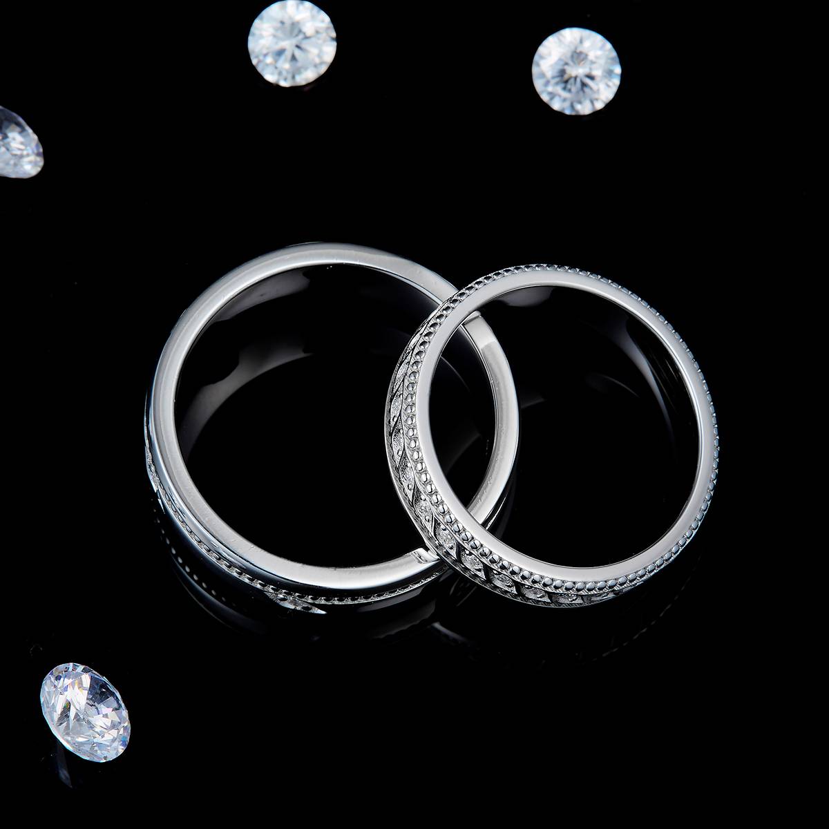 情侣对戒S925银镀白金定制选款莫桑钻0.33ct