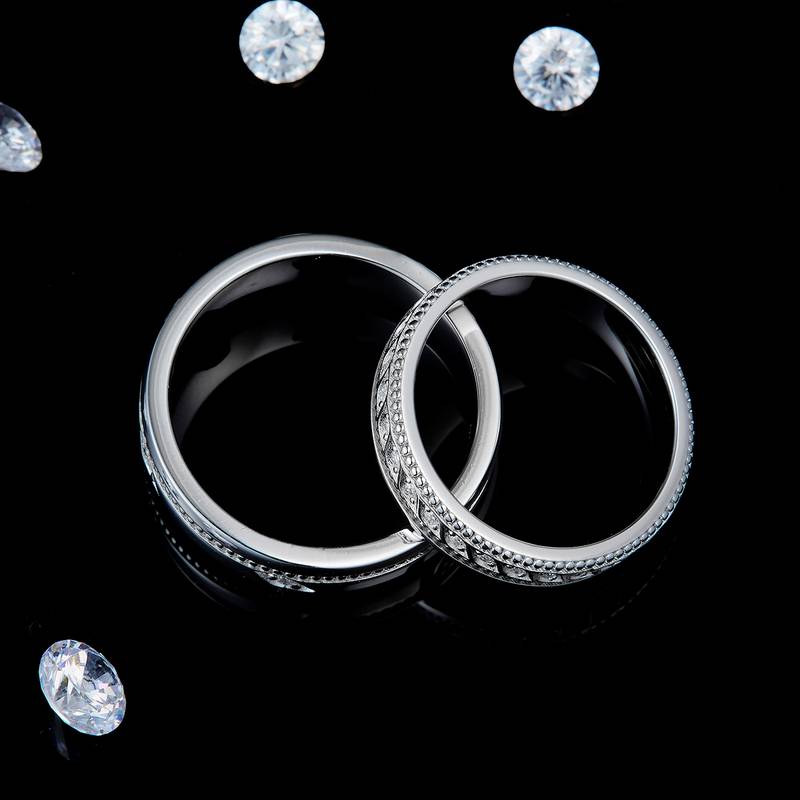 情侣Couple RingS925银镀白金定制选款Moissanite0.33ct