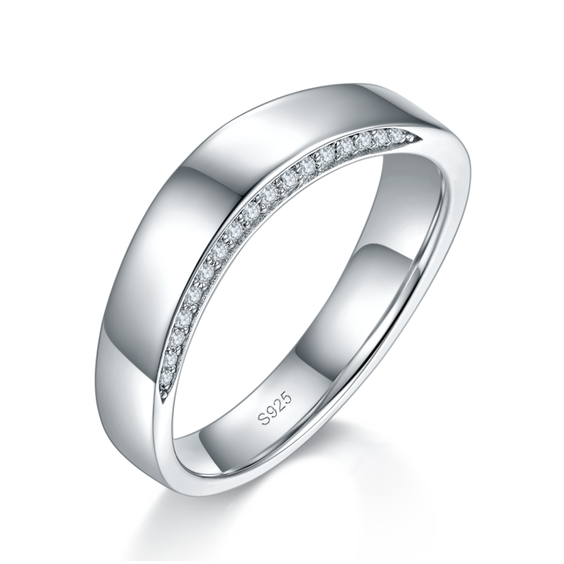 情侣Couple RingS925银镀白金定制选款Moissanite0.33ct