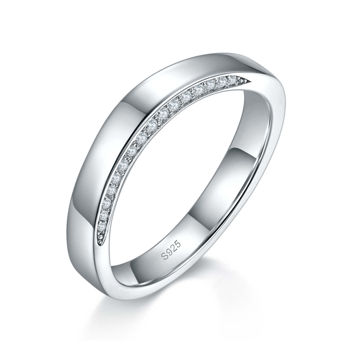 Couple Ring S925 Silver Plated Platinum Customized Selection Moissanite 0.33ct