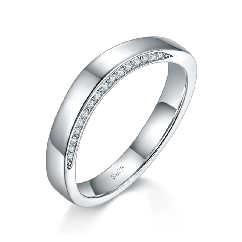 情侣Couple RingS925银镀白金定制选款Moissanite0.33ct