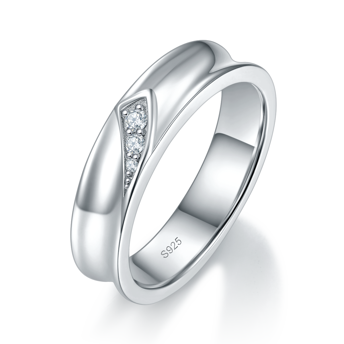 Couple Ring S925 Silver Plated Platinum Customized Selection Moissanite 0.078ct
