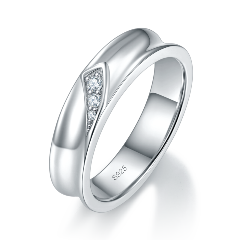 情侣Couple RingS925银镀白金定制选款Moissanite0.078ct