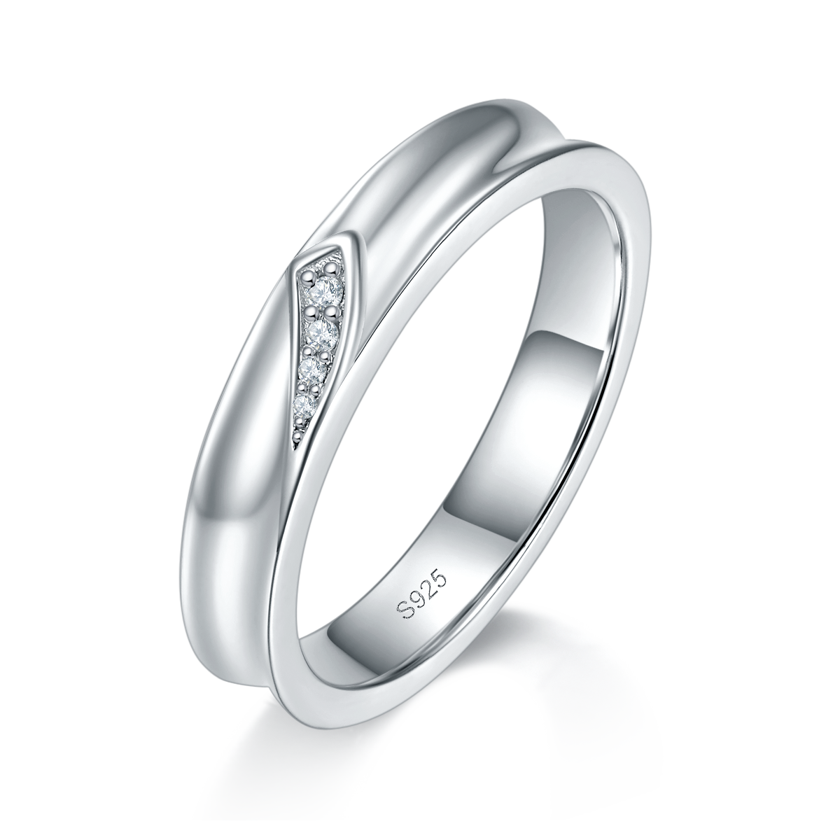 Couple Ring S925 Silver Plated Platinum Customized Selection Moissanite 0.078ct