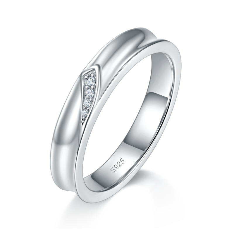 情侣Couple RingS925银镀白金定制选款Moissanite0.078ct