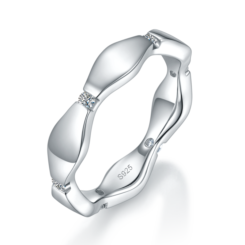 情侣Couple RingS925银镀白金定制选款Moissanite0.78ct