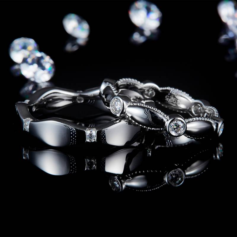 情侣Couple RingS925银镀白金定制选款Moissanite0.78ct
