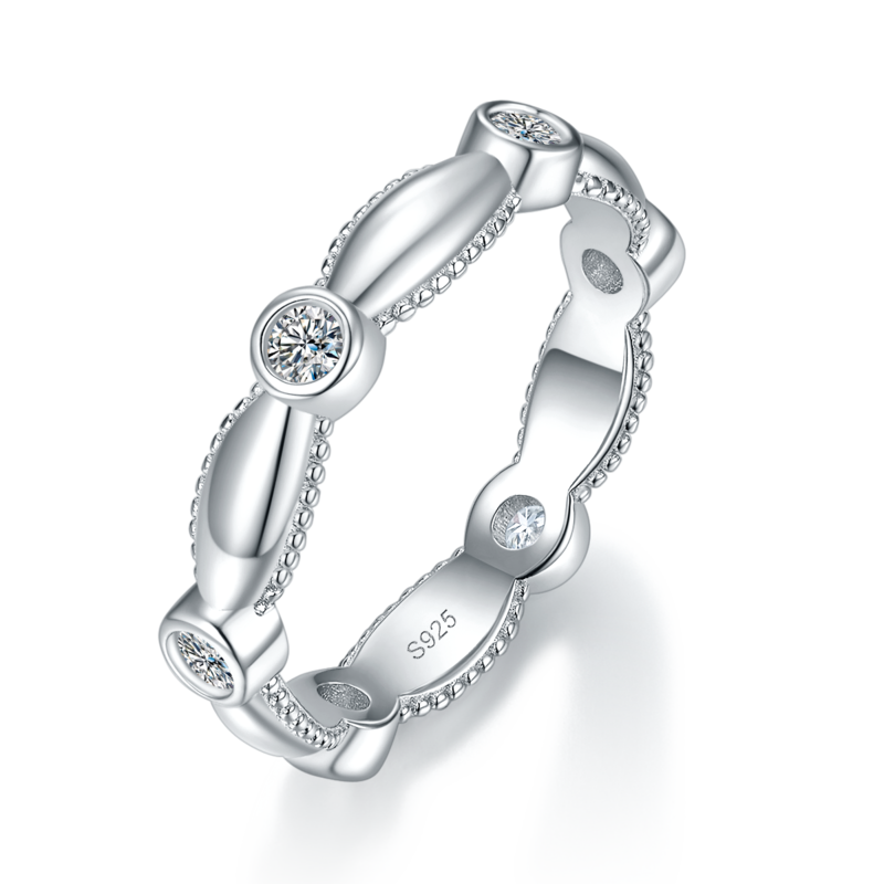 情侣Couple RingS925银镀白金定制选款Moissanite0.78ct