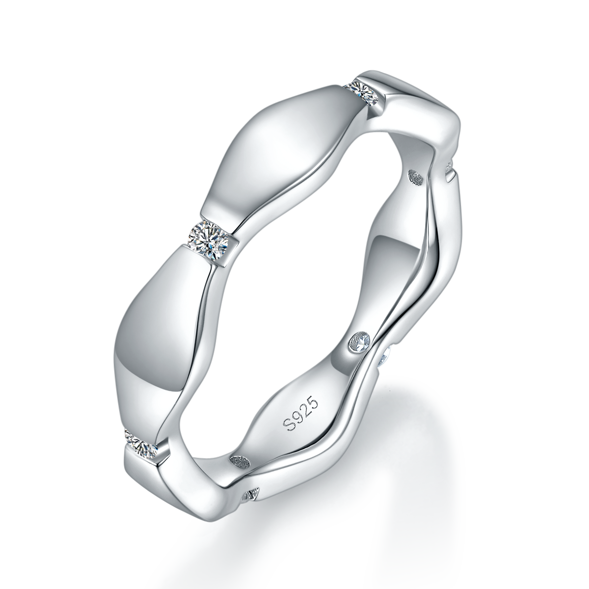 情侣对戒S925银镀白金定制选款莫桑钻0.78ct