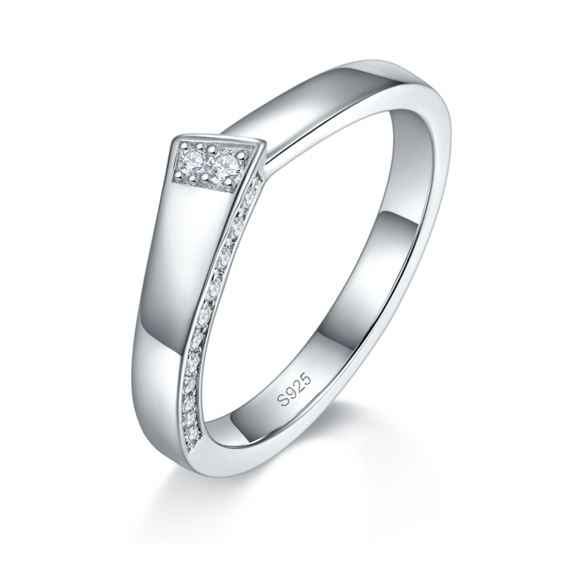 情侣Couple RingS925银镀白金定制选款Moissanite0.47ct