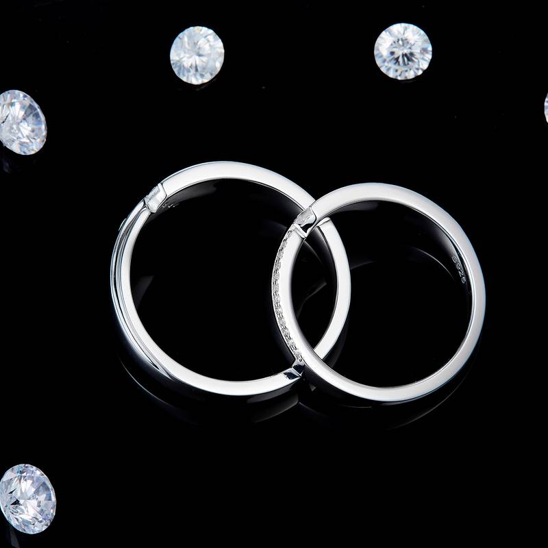 情侣Couple RingS925银镀白金定制选款Moissanite0.34ct