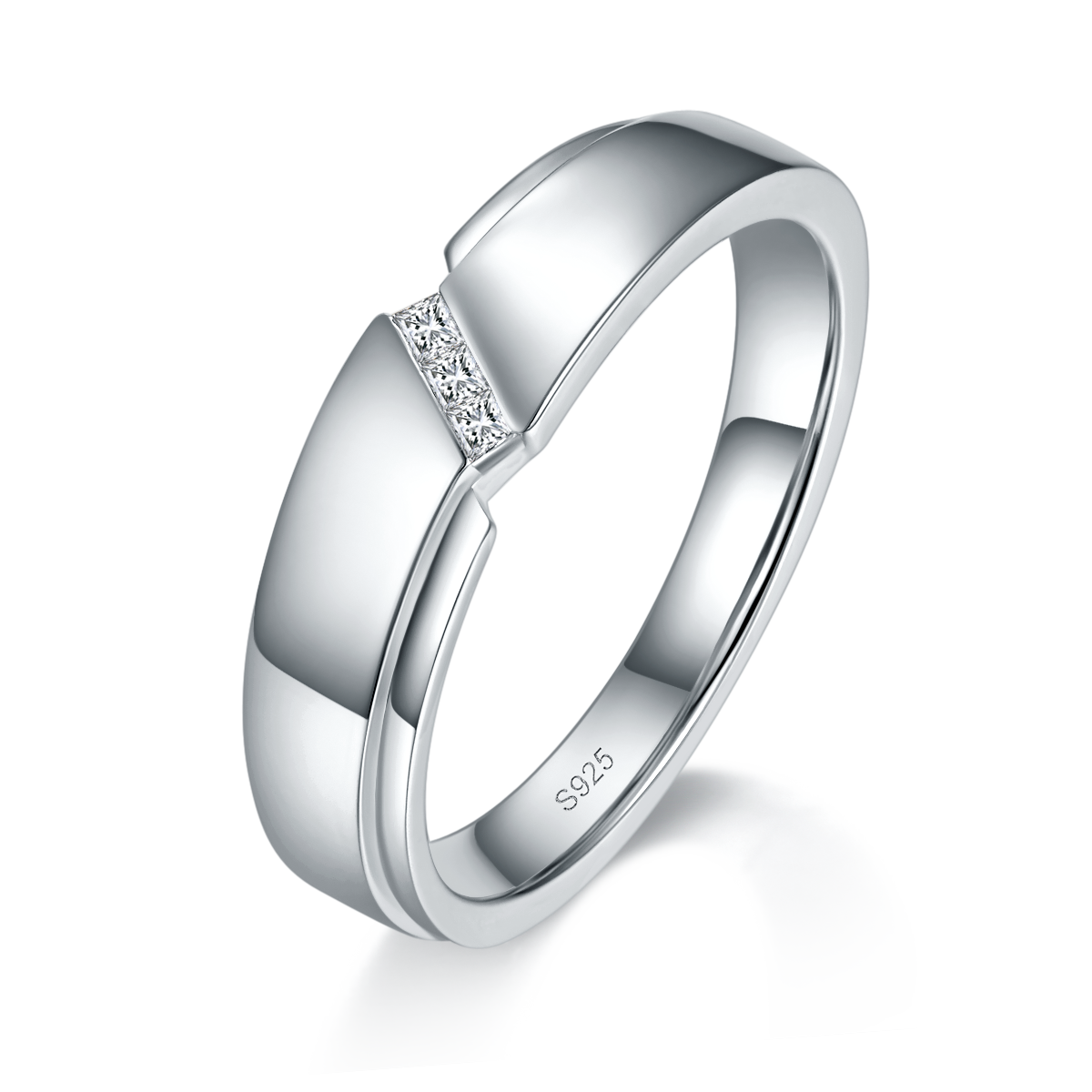 Couple Ring S925 Silver Plated Platinum Customized Selection Moissanite 0.34ct