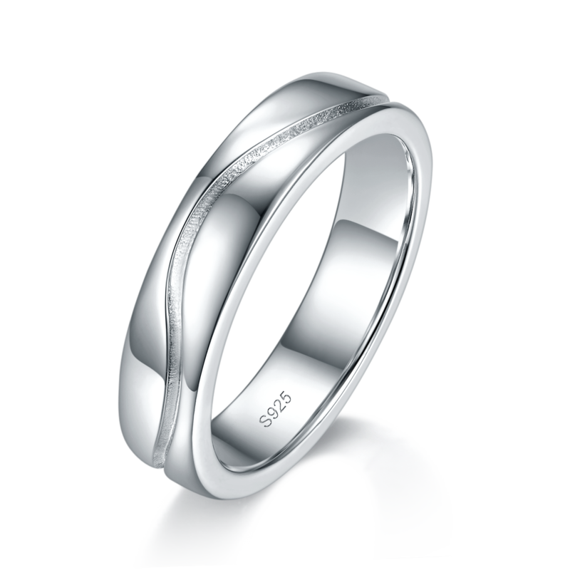 情侣Couple RingS925银镀白金定制选款Moissanite0.074ct