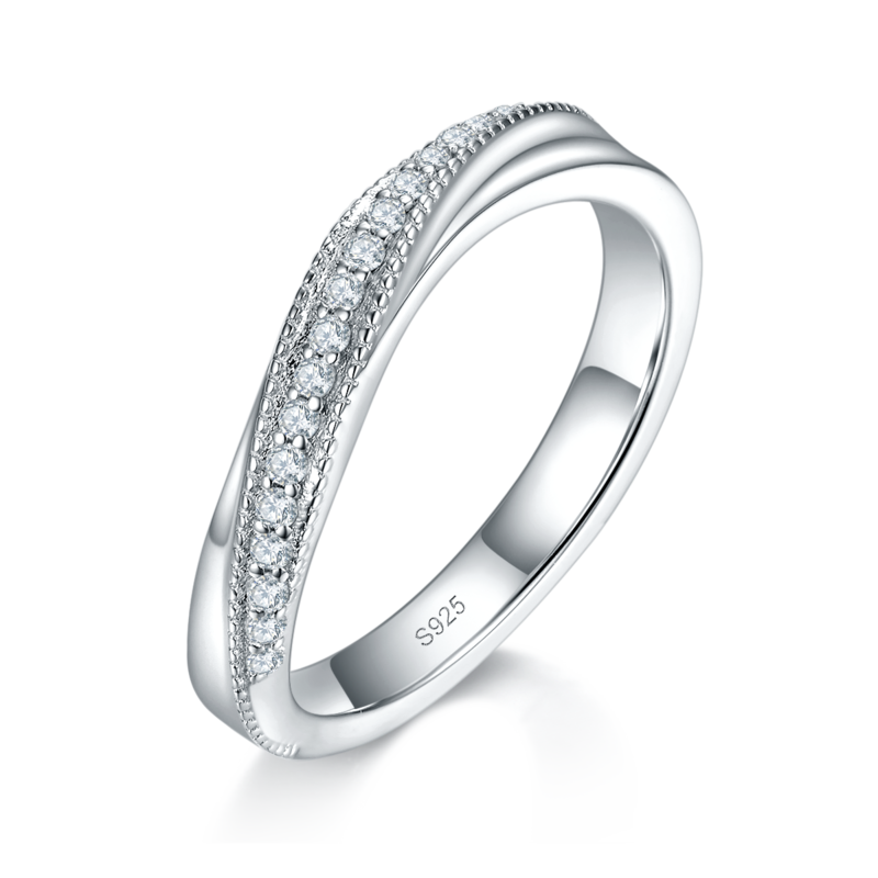 情侣Couple RingS925银镀白金定制选款Moissanite0.151ct